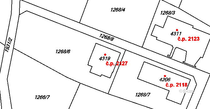 Náchod 2127 na parcele st. 4319 v KÚ Náchod, Katastrální mapa
