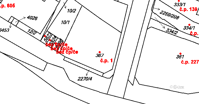 Havlíčkův Brod 1 na parcele st. 367 v KÚ Havlíčkův Brod, Katastrální mapa
