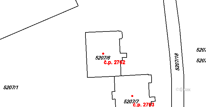 Přerov I-Město 2762, Přerov na parcele st. 5207/6 v KÚ Přerov, Katastrální mapa