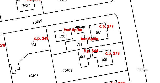 Červená Řečice 118866702 na parcele st. 711 v KÚ Červená Řečice, Katastrální mapa