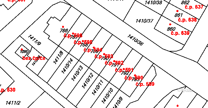 Brtnice 592 na parcele st. 790 v KÚ Brtnice, Katastrální mapa