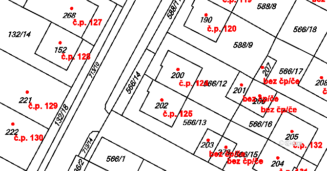 Krahulčí 124 na parcele st. 200 v KÚ Krahulčí u Telče, Katastrální mapa