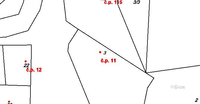Sedlčánky 11, Čelákovice na parcele st. 3 v KÚ Sedlčánky, Katastrální mapa