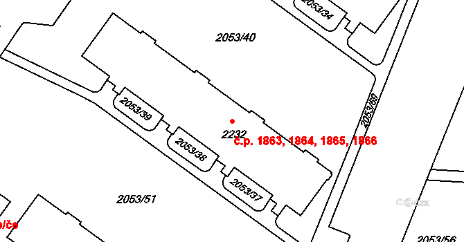 Šumperk 1863,1864,1865,1866 na parcele st. 2232 v KÚ Šumperk, Katastrální mapa