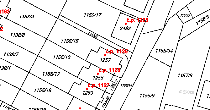 Třebechovice pod Orebem 1125 na parcele st. 1257 v KÚ Třebechovice pod Orebem, Katastrální mapa