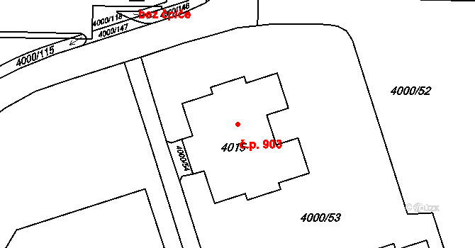 Lutyně 903, Orlová na parcele st. 4015 v KÚ Horní Lutyně, Katastrální mapa