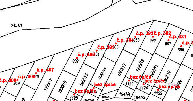 Francova Lhota 385 na parcele st. 901 v KÚ Francova Lhota, Katastrální mapa