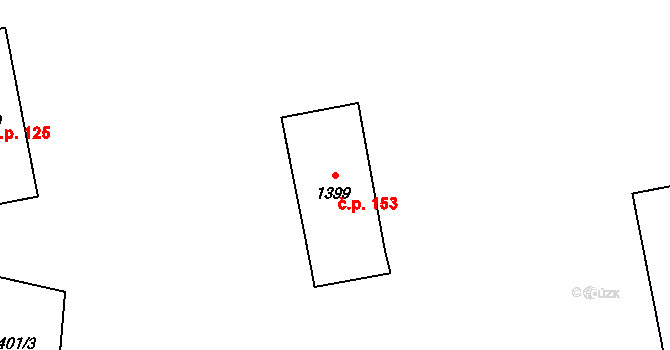 Krásno nad Bečvou 153, Valašské Meziříčí na parcele st. 1399 v KÚ Krásno nad Bečvou, Katastrální mapa