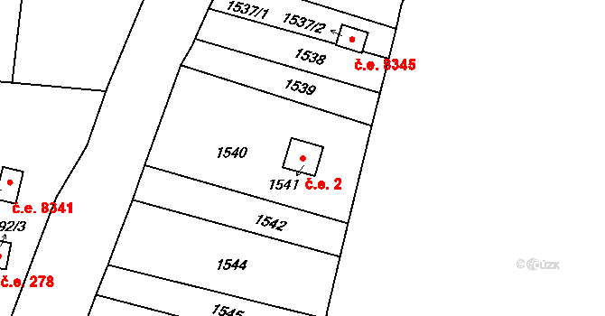 Brněnské Ivanovice 2, Brno na parcele st. 1541 v KÚ Brněnské Ivanovice, Katastrální mapa
