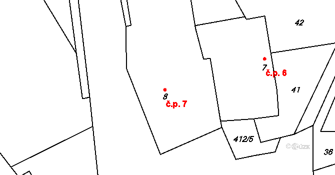 Miletín 7, Želiv na parcele st. 8 v KÚ Miletín u Humpolce, Katastrální mapa