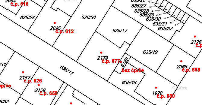 Mladá Boleslav II 677, Mladá Boleslav na parcele st. 2179 v KÚ Mladá Boleslav, Katastrální mapa