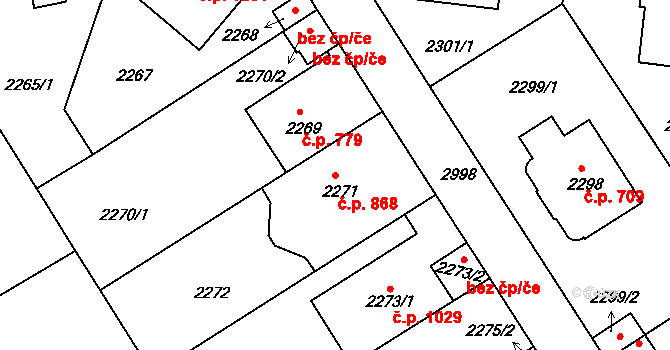 Nusle 868, Praha na parcele st. 2271 v KÚ Nusle, Katastrální mapa
