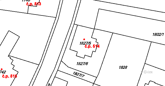 Zbraslav 514, Praha na parcele st. 1827/5 v KÚ Zbraslav, Katastrální mapa