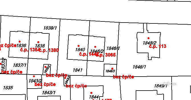 Strašnice 3065, Praha na parcele st. 1846/2 v KÚ Strašnice, Katastrální mapa