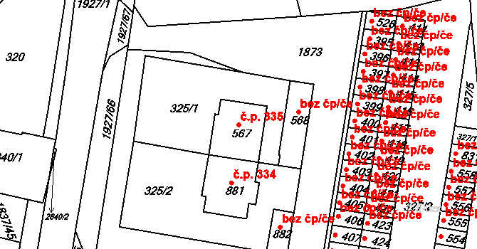 Lačnov 335, Svitavy na parcele st. 567 v KÚ Moravský Lačnov, Katastrální mapa