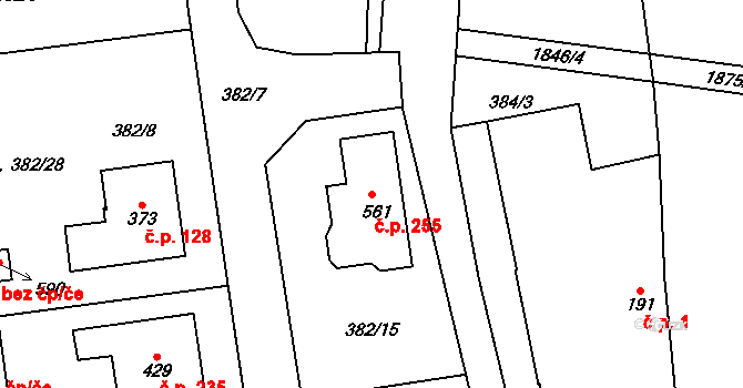 Dolní Libchavy 255, Libchavy na parcele st. 561 v KÚ Dolní Libchavy, Katastrální mapa