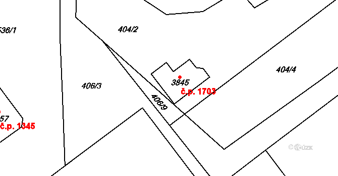 Humpolec 1703 na parcele st. 3845 v KÚ Humpolec, Katastrální mapa