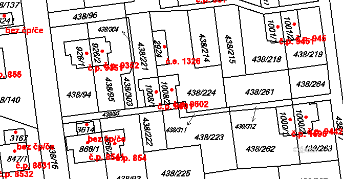 Otrokovice 9602 na parcele st. 1008/2 v KÚ Otrokovice, Katastrální mapa