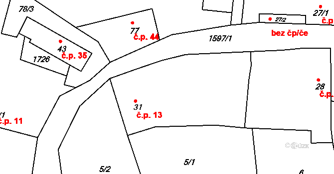 Křečovice 13 na parcele st. 31 v KÚ Křečovice u Neveklova, Katastrální mapa