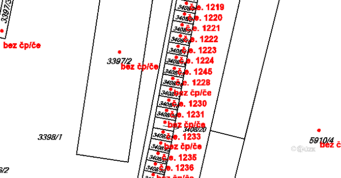 Česká Lípa 1230 na parcele st. 3408/17 v KÚ Česká Lípa, Katastrální mapa