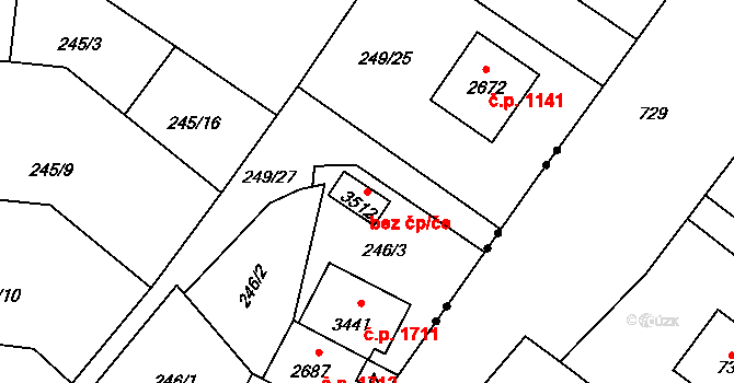 Rožnov pod Radhoštěm 39567702 na parcele st. 3512 v KÚ Rožnov pod Radhoštěm, Katastrální mapa