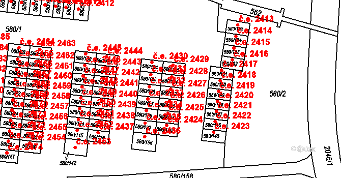Bludovice 2427, Havířov na parcele st. 580/133 v KÚ Bludovice, Katastrální mapa