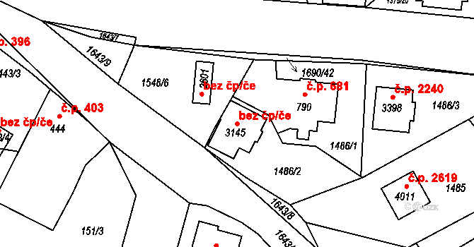 Říčany 42031702 na parcele st. 3145 v KÚ Říčany u Prahy, Katastrální mapa
