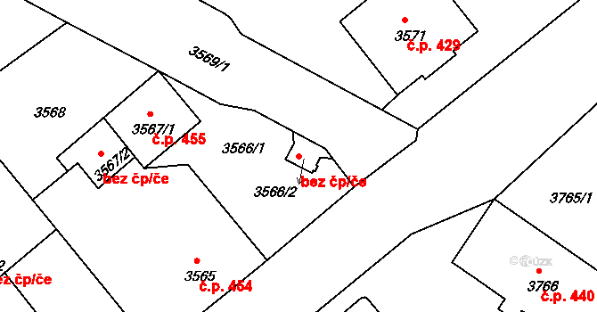 Děčín 42141702 na parcele st. 3566/2 v KÚ Podmokly, Katastrální mapa