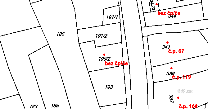 Krčmaň 175 na parcele st. 190/2 v KÚ Krčmaň, Katastrální mapa