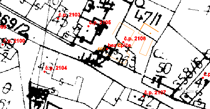Roudnice nad Labem 43628702 na parcele st. 44/2 v KÚ Podlusky, Katastrální mapa