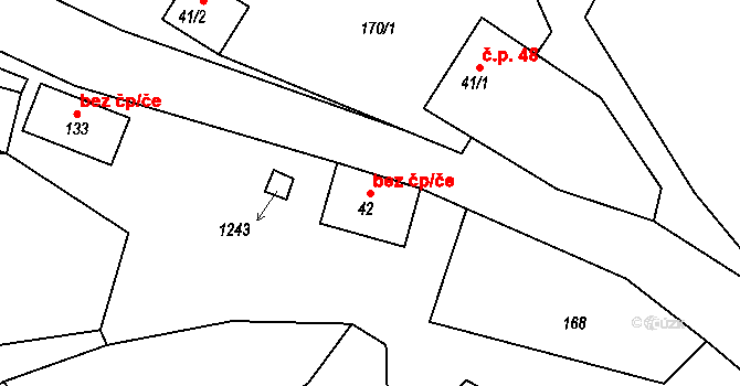 Chmelík 46417702 na parcele st. 42 v KÚ Chmelík, Katastrální mapa