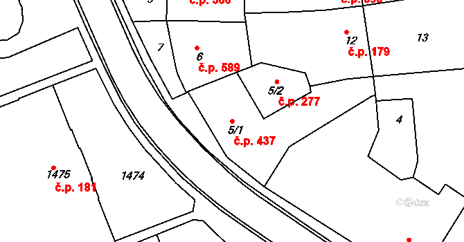 Nivnice 437 na parcele st. 5/1 v KÚ Nivnice, Katastrální mapa