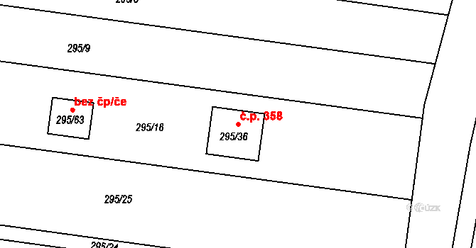 Opatovice 358 na parcele st. 295/36 v KÚ Opatovice u Rajhradu, Katastrální mapa
