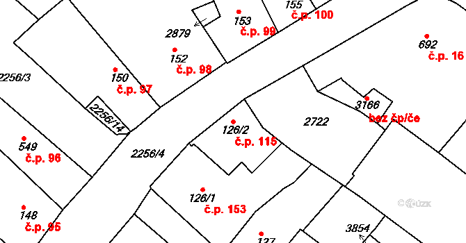 Sušice I 115, Sušice na parcele st. 126/2 v KÚ Sušice nad Otavou, Katastrální mapa