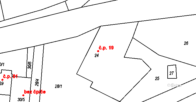 Sychotín 19, Kunštát na parcele st. 24 v KÚ Sychotín, Katastrální mapa
