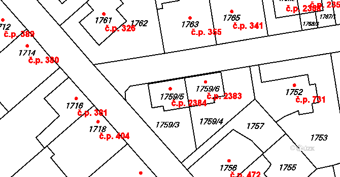 Chodov 2384, Praha na parcele st. 1759/5 v KÚ Chodov, Katastrální mapa