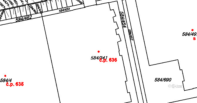 Dolní Měcholupy 636, Praha na parcele st. 584/341 v KÚ Dolní Měcholupy, Katastrální mapa