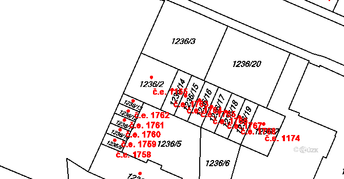 Děčín IV-Podmokly 1763, Děčín na parcele st. 1236/14 v KÚ Podmokly, Katastrální mapa