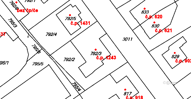 Rychnov nad Kněžnou 1243 na parcele st. 792/3 v KÚ Rychnov nad Kněžnou, Katastrální mapa