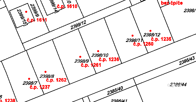 Holešov 1236 na parcele st. 2398/10 v KÚ Holešov, Katastrální mapa