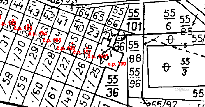 Suchdol 199 na parcele st. 267 v KÚ Suchdol u Kutné Hory, Katastrální mapa