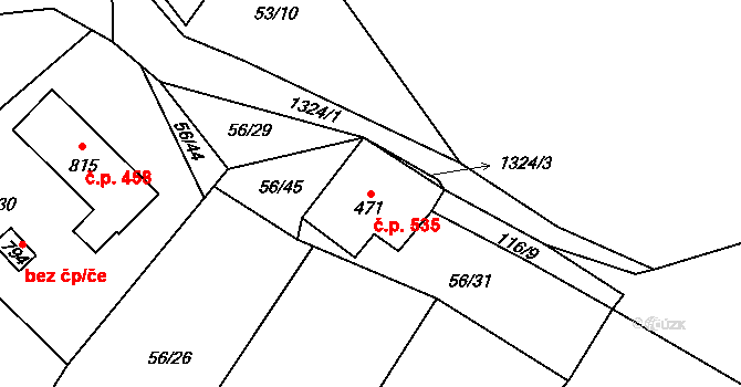 Janov nad Nisou 535 na parcele st. 471 v KÚ Janov nad Nisou, Katastrální mapa