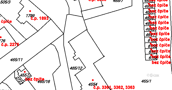 Jablonec nad Nisou 3361,3362,3363 na parcele st. 4554 v KÚ Jablonec nad Nisou, Katastrální mapa