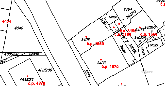 Jihlava 1669 na parcele st. 3406 v KÚ Jihlava, Katastrální mapa
