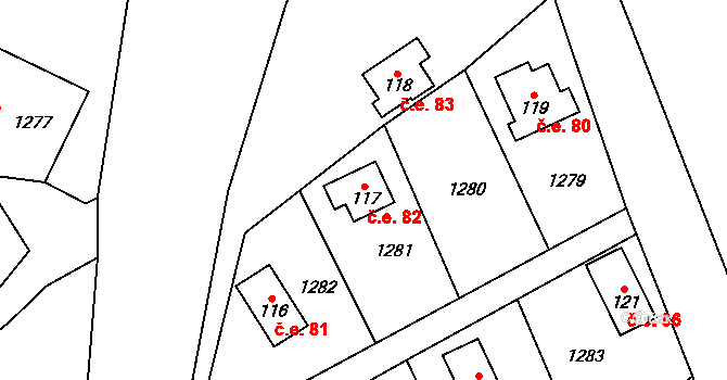 Cholín 82, Borotice na parcele st. 117 v KÚ Čelina, Katastrální mapa