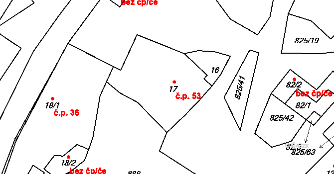 Hrbov 53, Polná na parcele st. 17 v KÚ Hrbov, Katastrální mapa