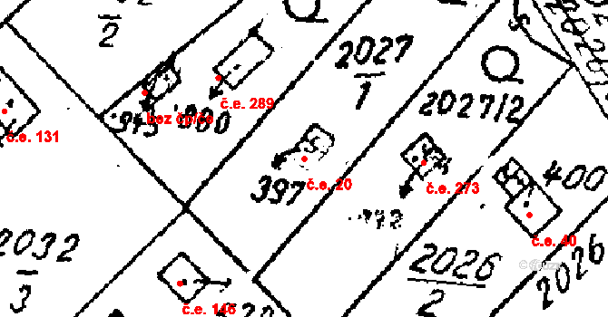 Luleč 20 na parcele st. 397 v KÚ Luleč, Katastrální mapa