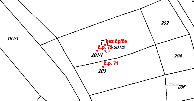 Janovice 72, Rýmařov na parcele st. 201/1 v KÚ Janovice u Rýmařova, Katastrální mapa