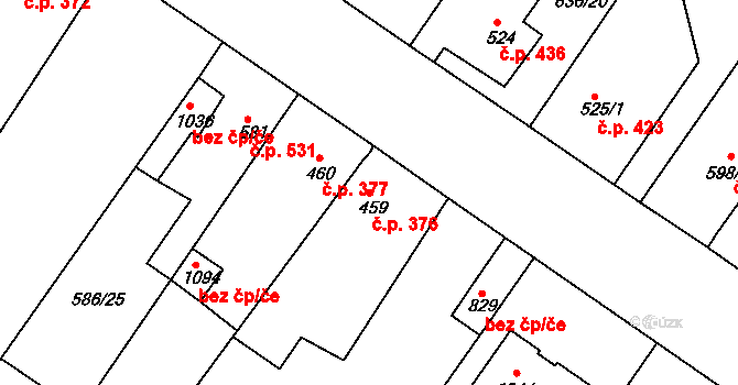 Osek 376 na parcele st. 459 v KÚ Osek u Duchcova, Katastrální mapa