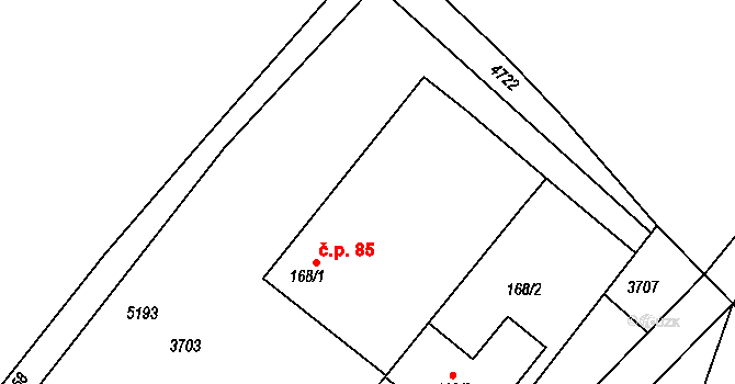 Staré Město 85 na parcele st. 168/1 v KÚ Staré Město u Moravské Třebové, Katastrální mapa
